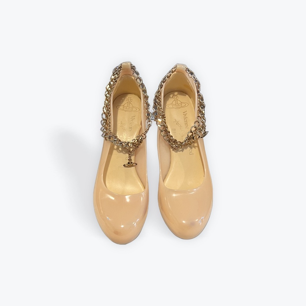 Vivienne Westwood Anglomania x Melissa Nude Jelly Pumps with anklet. Size 9.